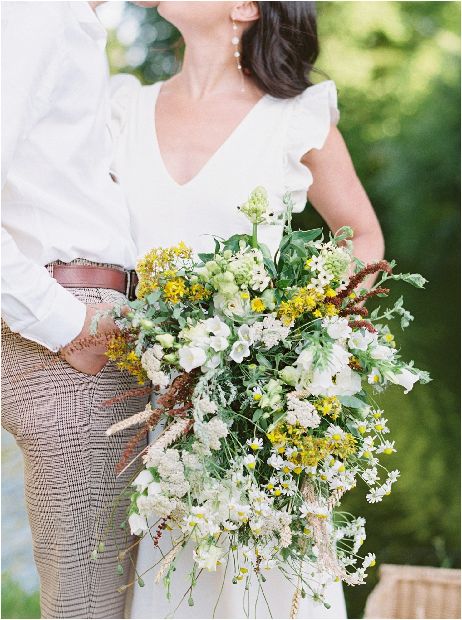 Engagement Session Bouquet Oleander Curated Yellow White Foraging Bouquet
