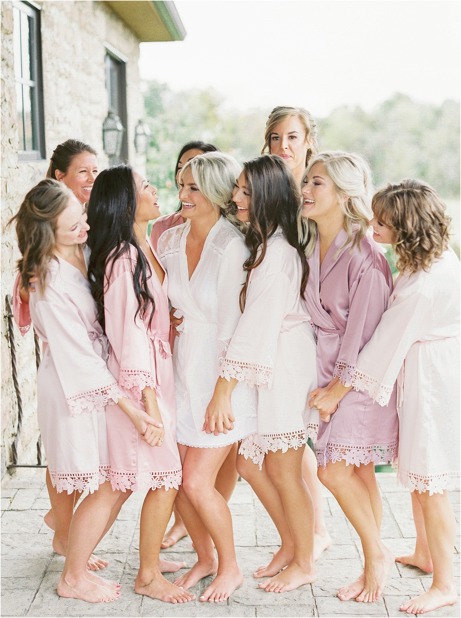 Plum Pretty Sugar Bridesmaid Robes Blush Lace Chateau Selah Madeline Trent Romantic Wedding Photographer