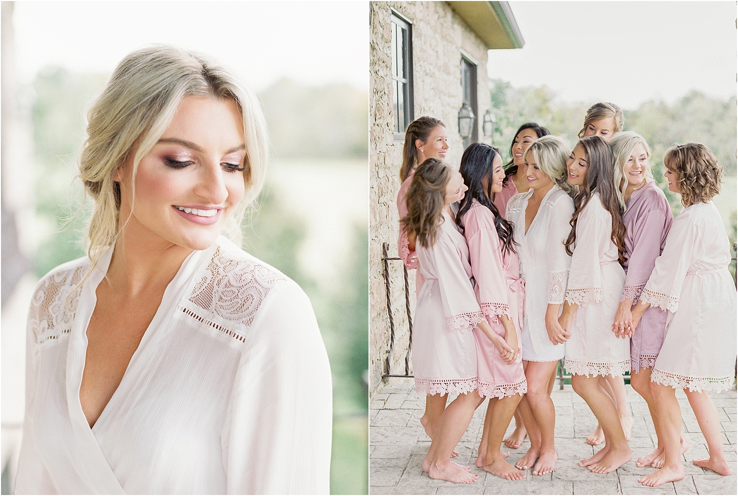 Plum Pretty Sugar Bridesmaid Robes Blush Lace Chateau Selah Madeline Trent Romantic Wedding Photographer