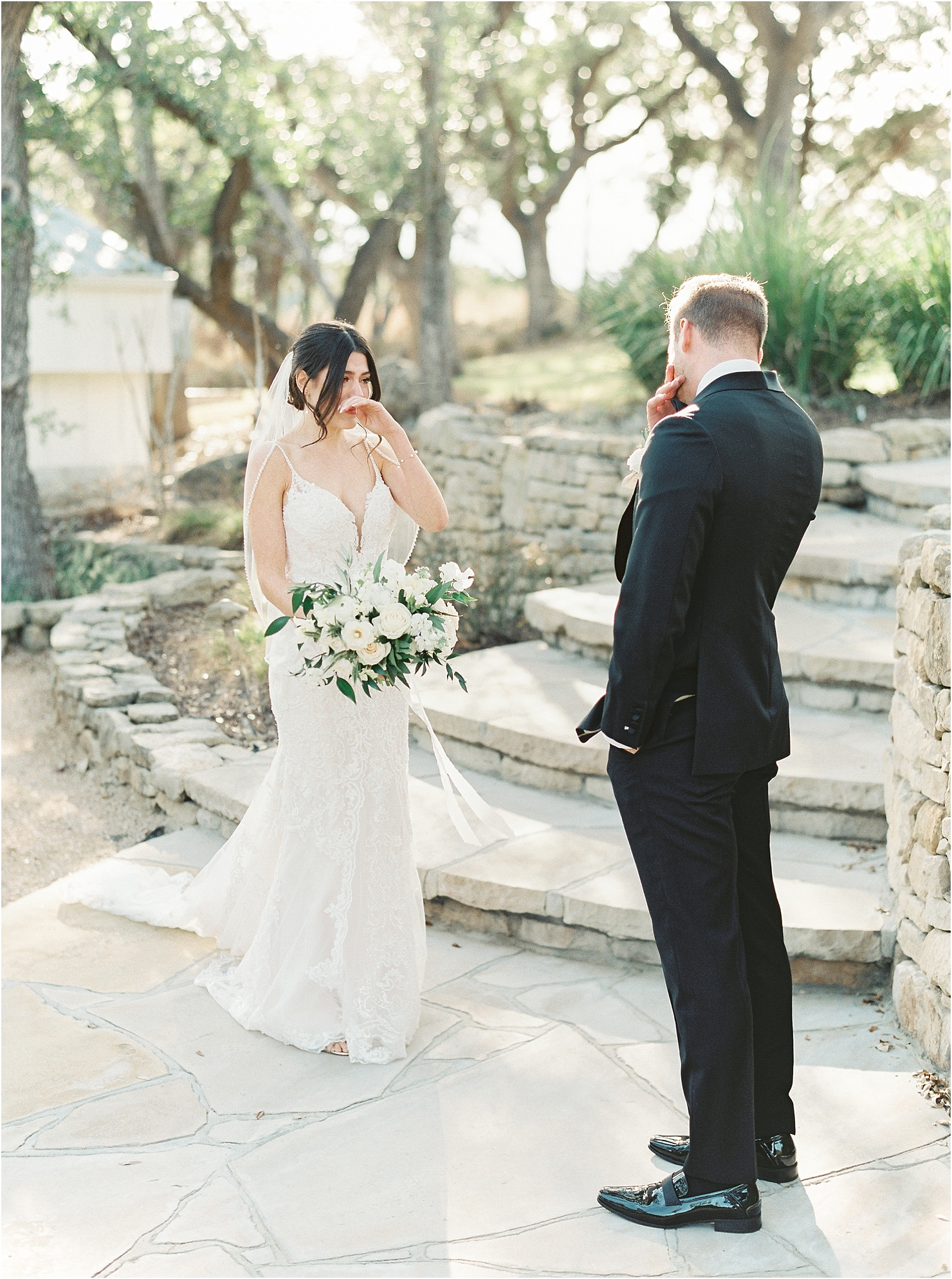 The Ivory Oak Wedding Photographer  Austin Texas Romantic Film Beautiful Wedding Madeline Trent First Look