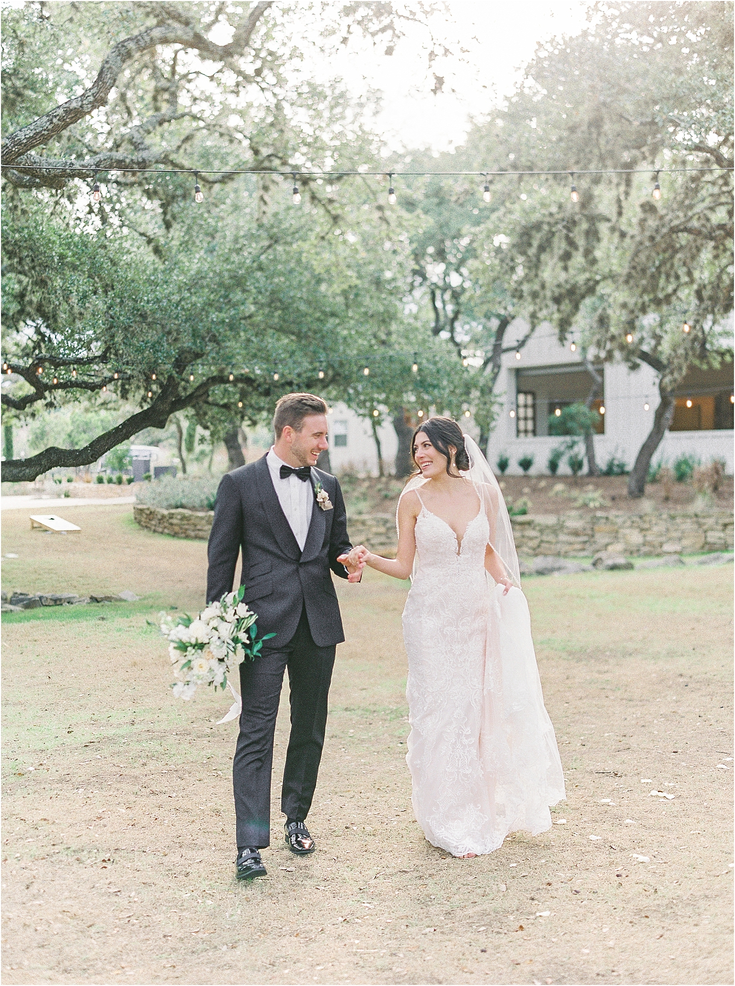 Austin Texas Romantic Film Beautiful Wedding Madeline Trent First Look Bride and Groom Stella York Richard Bespoke 