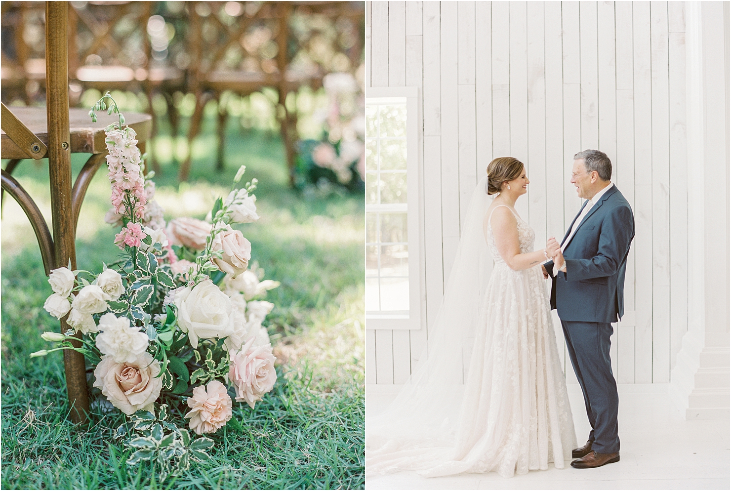 Father Daughter First Look White Sparrow Barn Wedding
