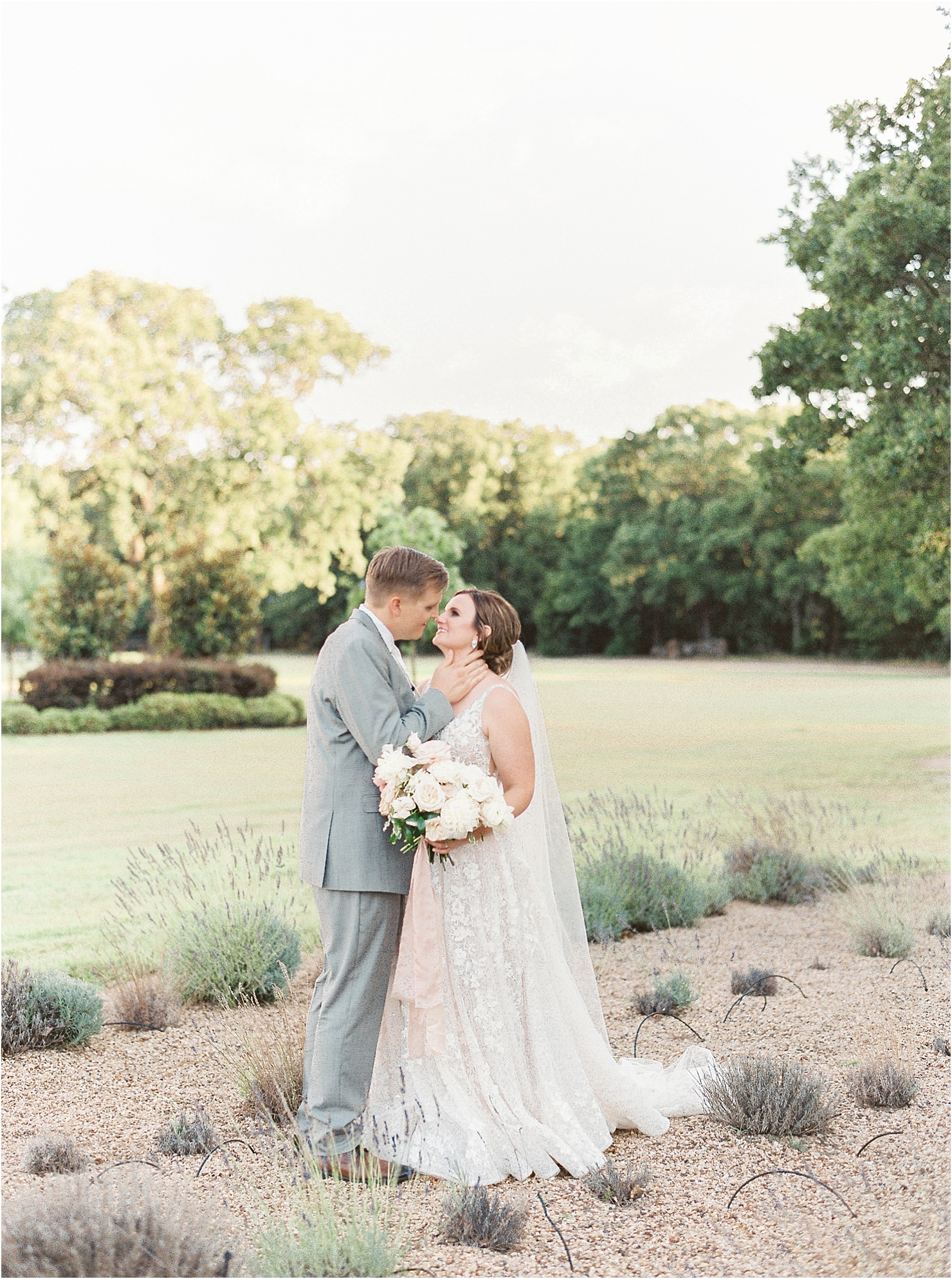 Bride and Groom Sunset Portraits Lavender Field Quinlan Texas