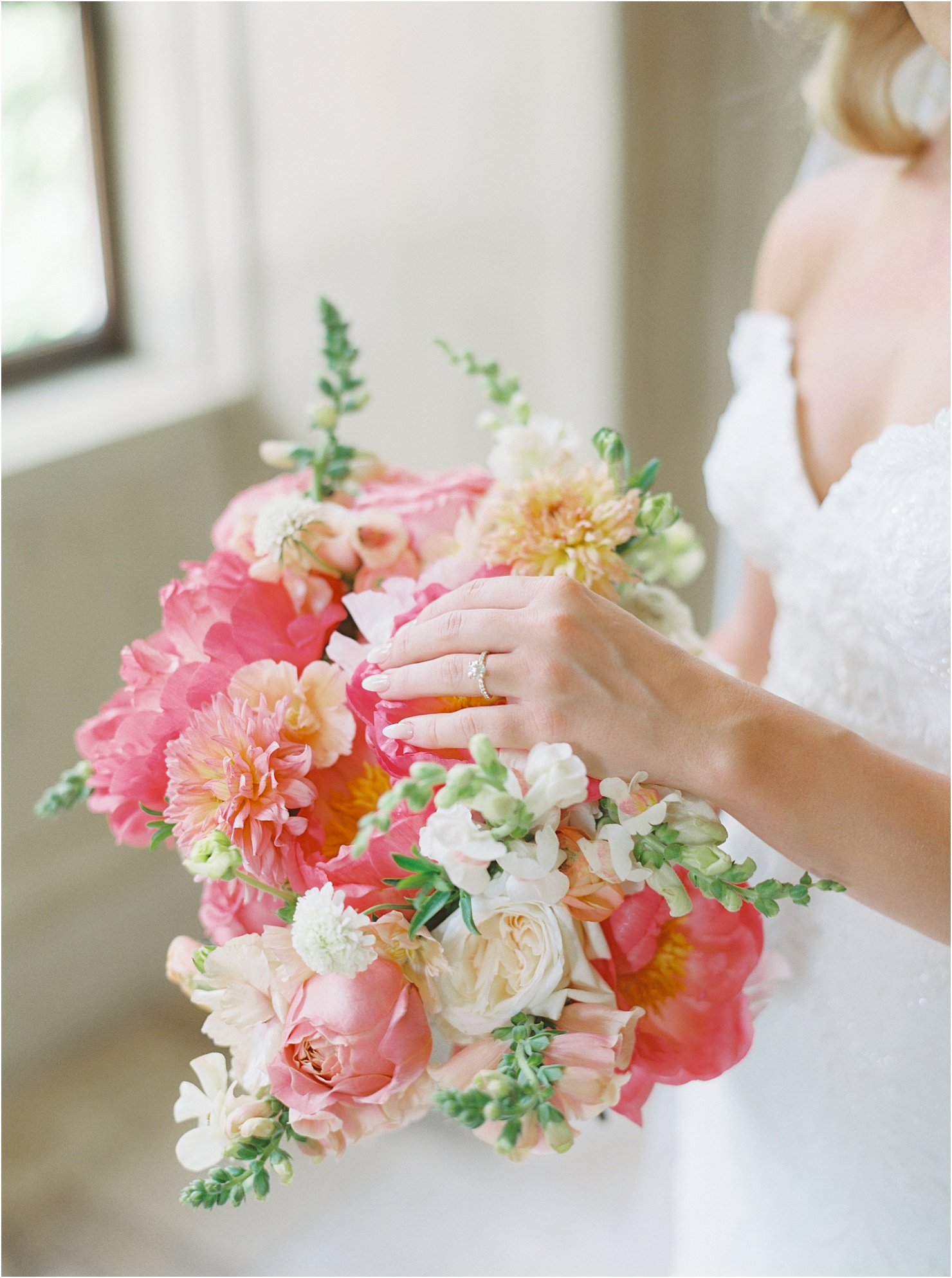 Coral Peony Charm Bouquet